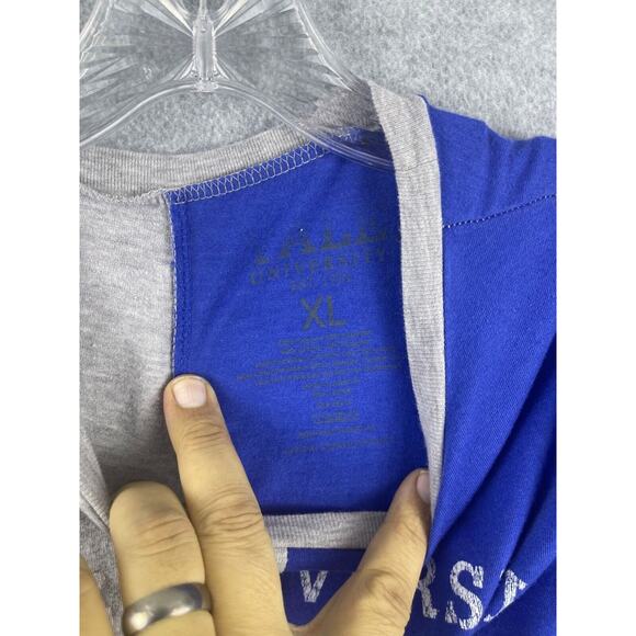 Yale University Shirt‎ Women's XL Blue Gray Vertical Color Blocked Short Sleeve - Picture 4 of 8